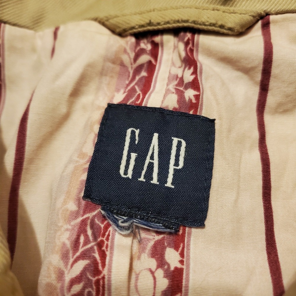 Vintage GAP Utility Field Jacket Women XL Tan Cotton Floral Lined Button Up Y2K - Picture 6 of 10